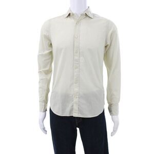 Tintoria Mattei Mens Cotton Long Sleeve Button Down Shirt Beige Size 38